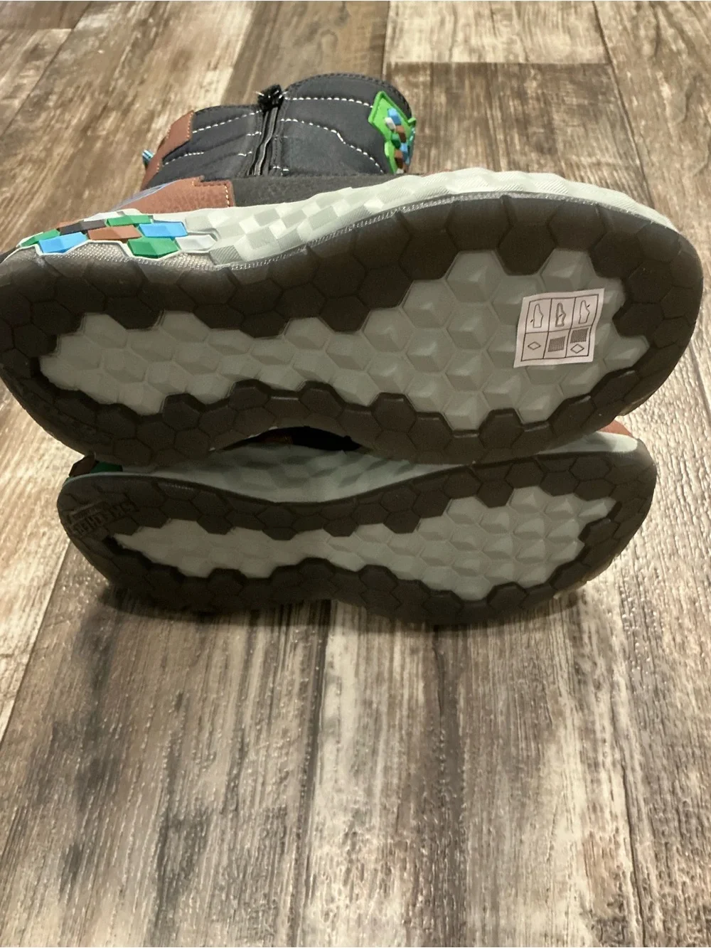 Skechers Black, Brown and Green Kids Rain/Snow Boots Size 2.5